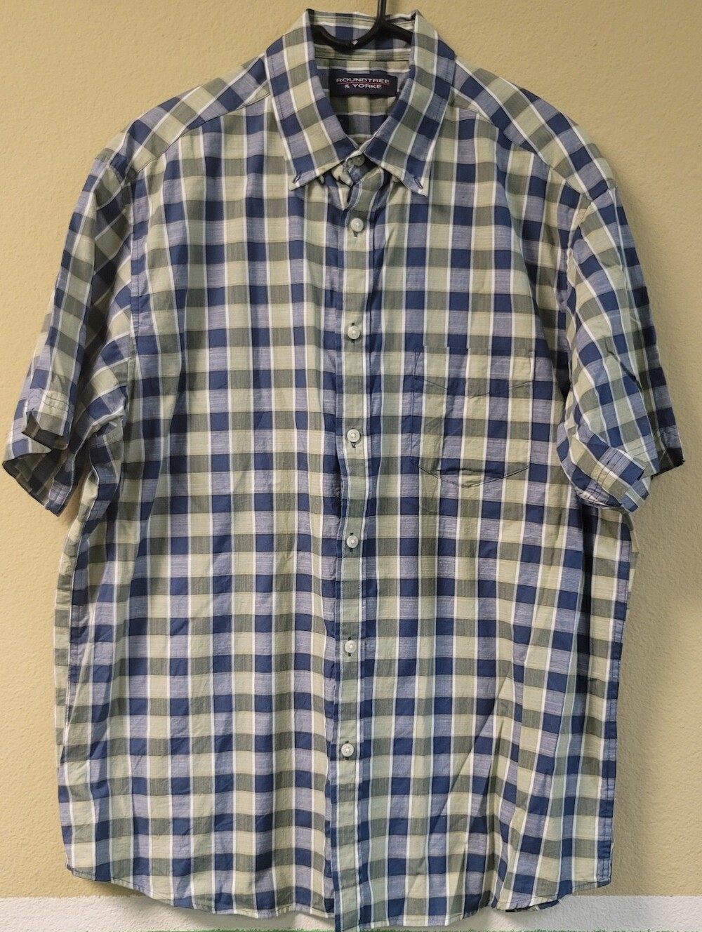 Short-Sleeve Button-Up Shirt - Cream Floral, Tan Plaid, Blue Plaid - Picture 2 of 10